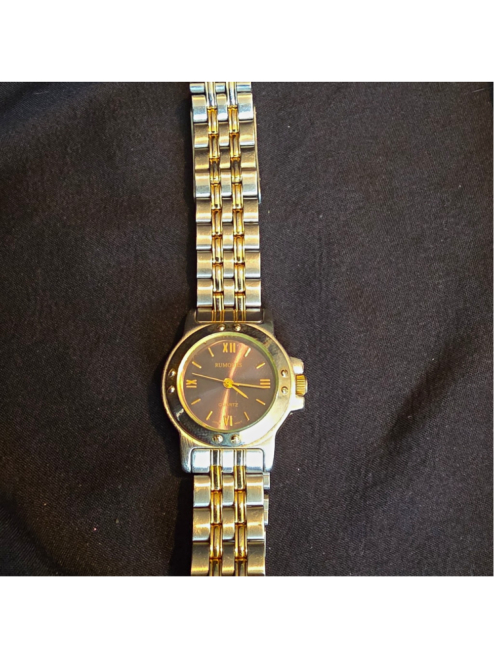 Rumours Quartz Analog Two-Tone Bracelet Watch Black Dial Roman/Stick no battery - Picture 1 of 3